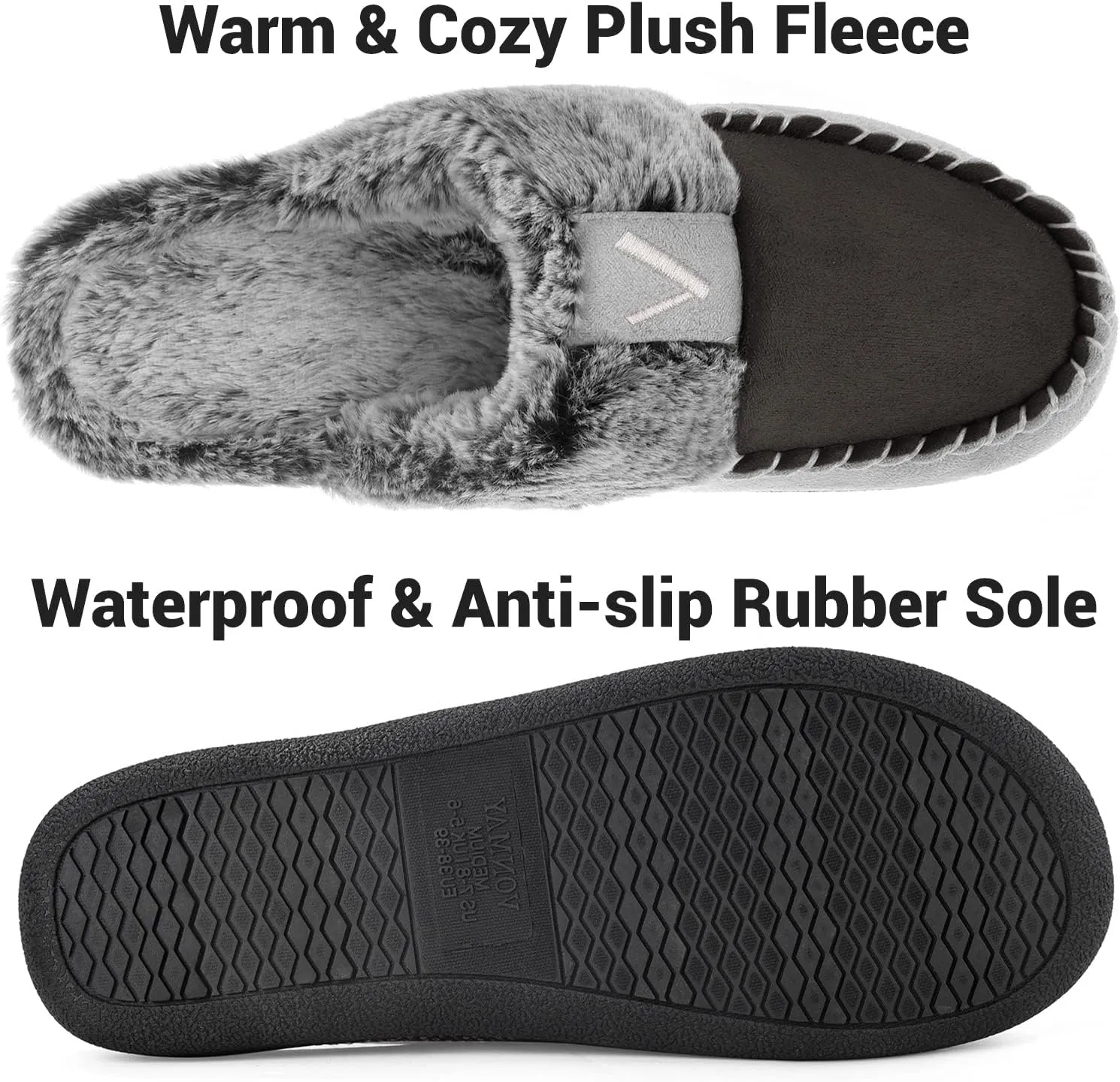 VONMAY Women's Memory Foam Slippers Moccasin Slip-on Scuff House Shoes Fuzzy Faux Fur Lining Indoor Outdoor for All Seasons