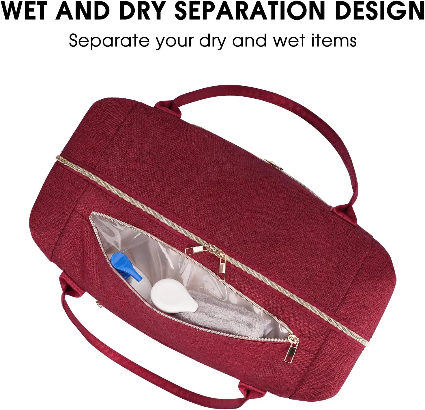 WANDF For Spirit Airlines Personal Item Bag 18x14x8 Travel Duffel Bag with TSA Approved Quart Size Bag & Shoe Bags Weekender Overnight Carry-on Luggage for Women (Red)