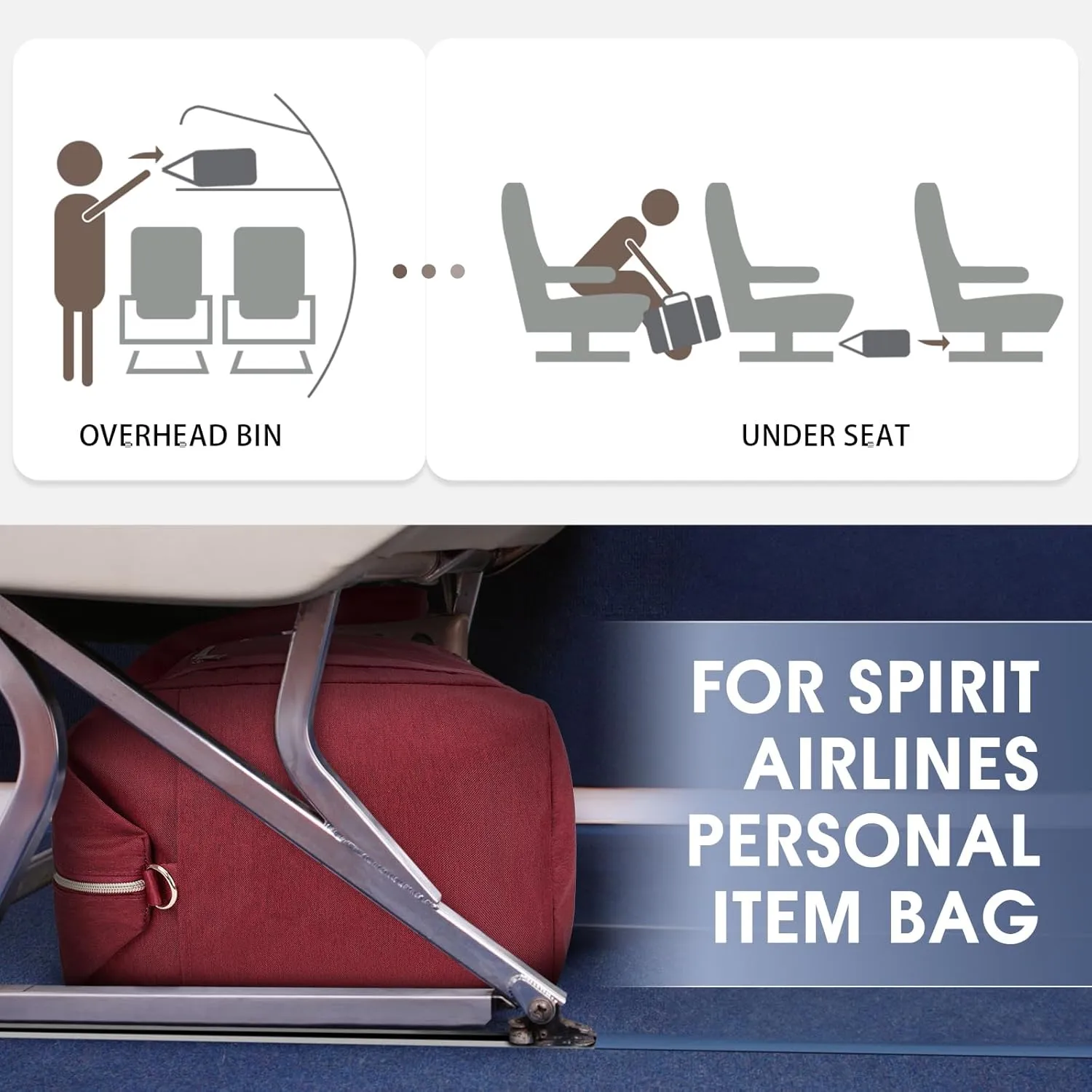 WANDF For Spirit Airlines Personal Item Bag 18x14x8 Travel Duffel Bag with TSA Approved Quart Size Bag & Shoe Bags Weekender Overnight Carry-on Luggage for Women (Red)