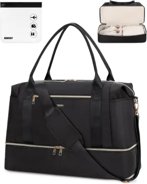 WANDF For Spirit Airlines Personal Item Bag 18x14x8 Underseat with Wet Pocket & Shoe Compartment & Tsa Approved Toiletry Bag