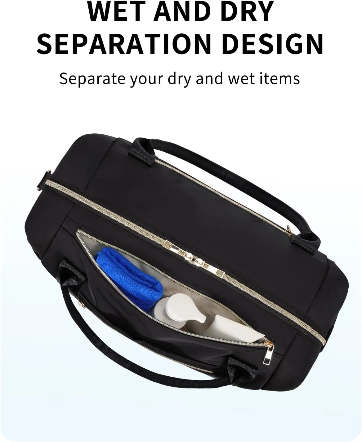 WANDF For Spirit Airlines Personal Item Bag 18x14x8 Underseat with Wet Pocket & Shoe Compartment & Tsa Approved Toiletry Bag
