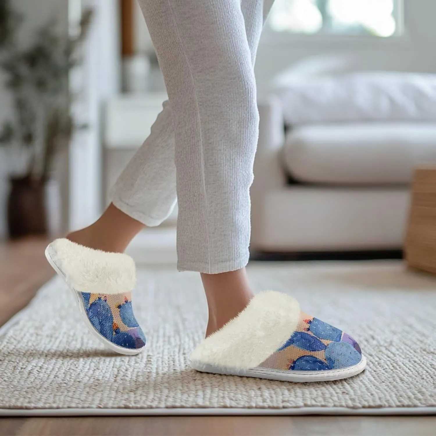 Warm House Slippers for Women Comfy Flannel Lined Winter Slippers with Memory Foam Soles Indoor Outdoor Shoes