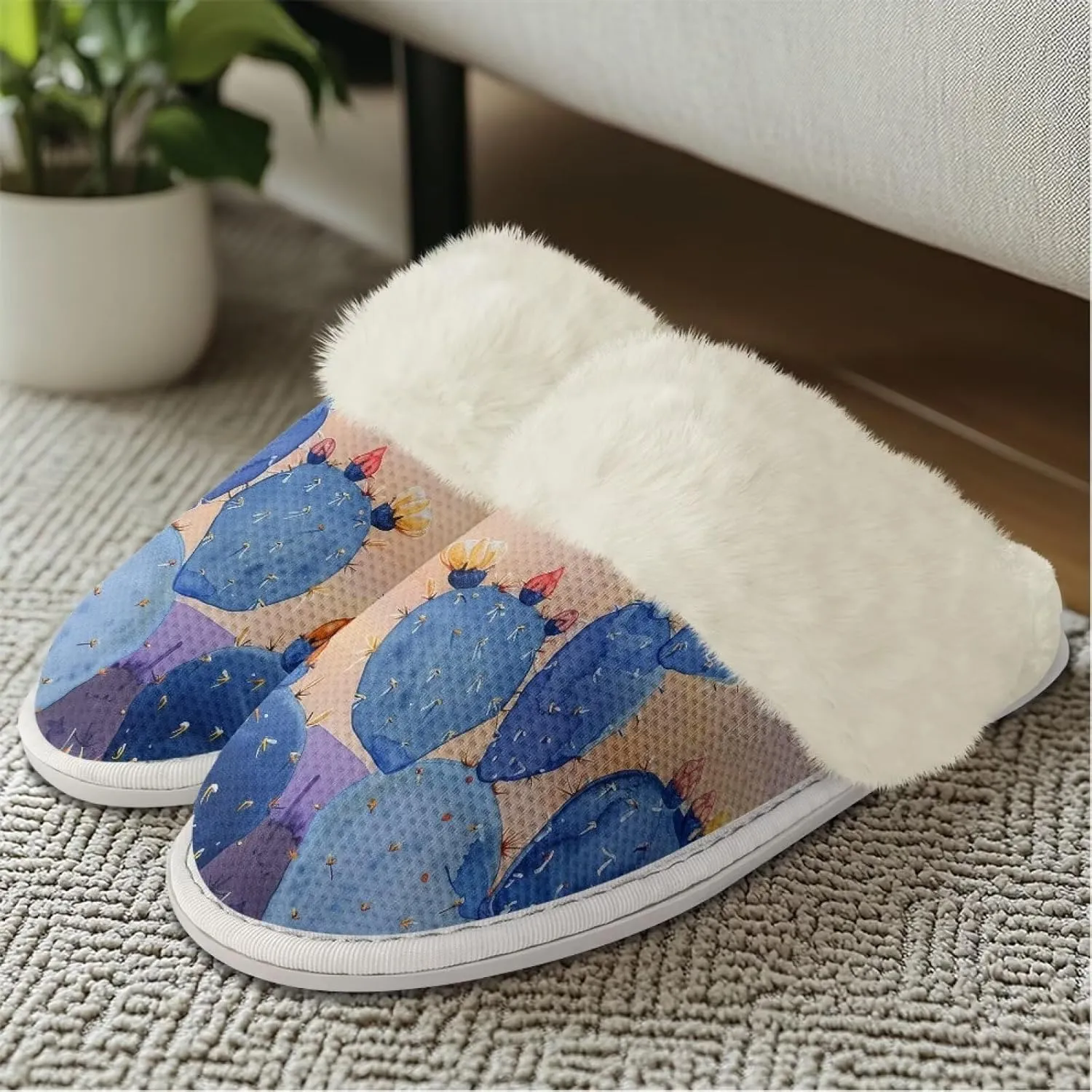 Warm House Slippers for Women Comfy Flannel Lined Winter Slippers with Memory Foam Soles Indoor Outdoor Shoes