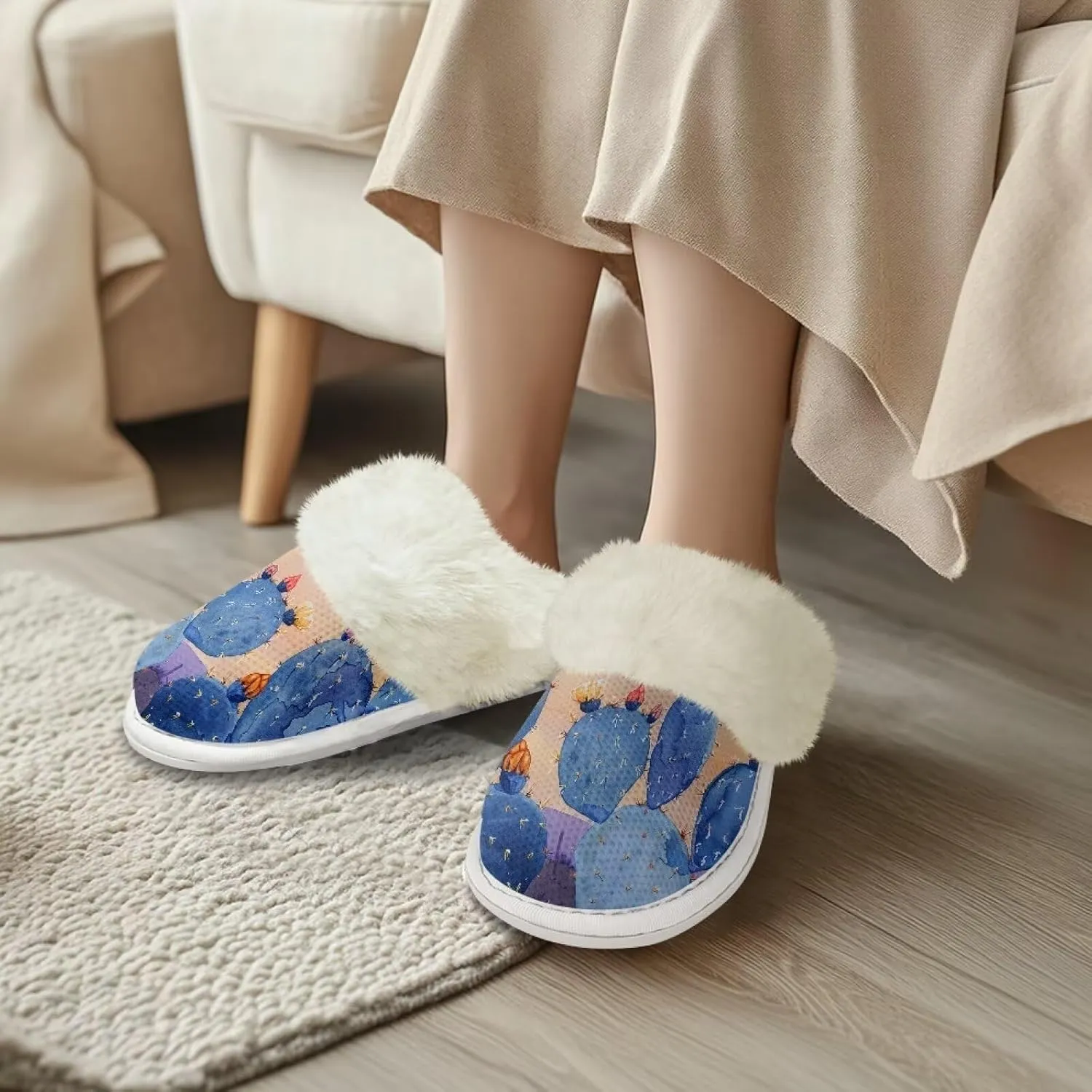 Warm House Slippers for Women Comfy Flannel Lined Winter Slippers with Memory Foam Soles Indoor Outdoor Shoes