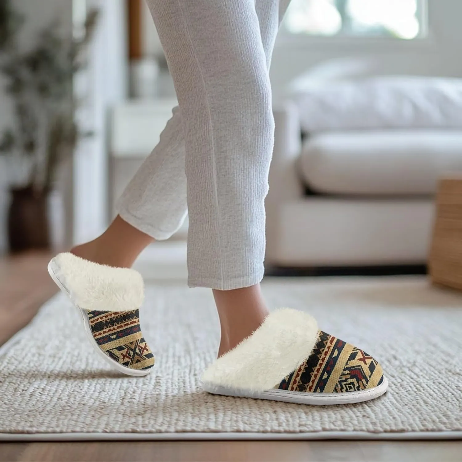 Warm House Slippers for Women Comfy Flannel Lined Winter Slippers with Memory Foam Soles Indoor Outdoor Shoes