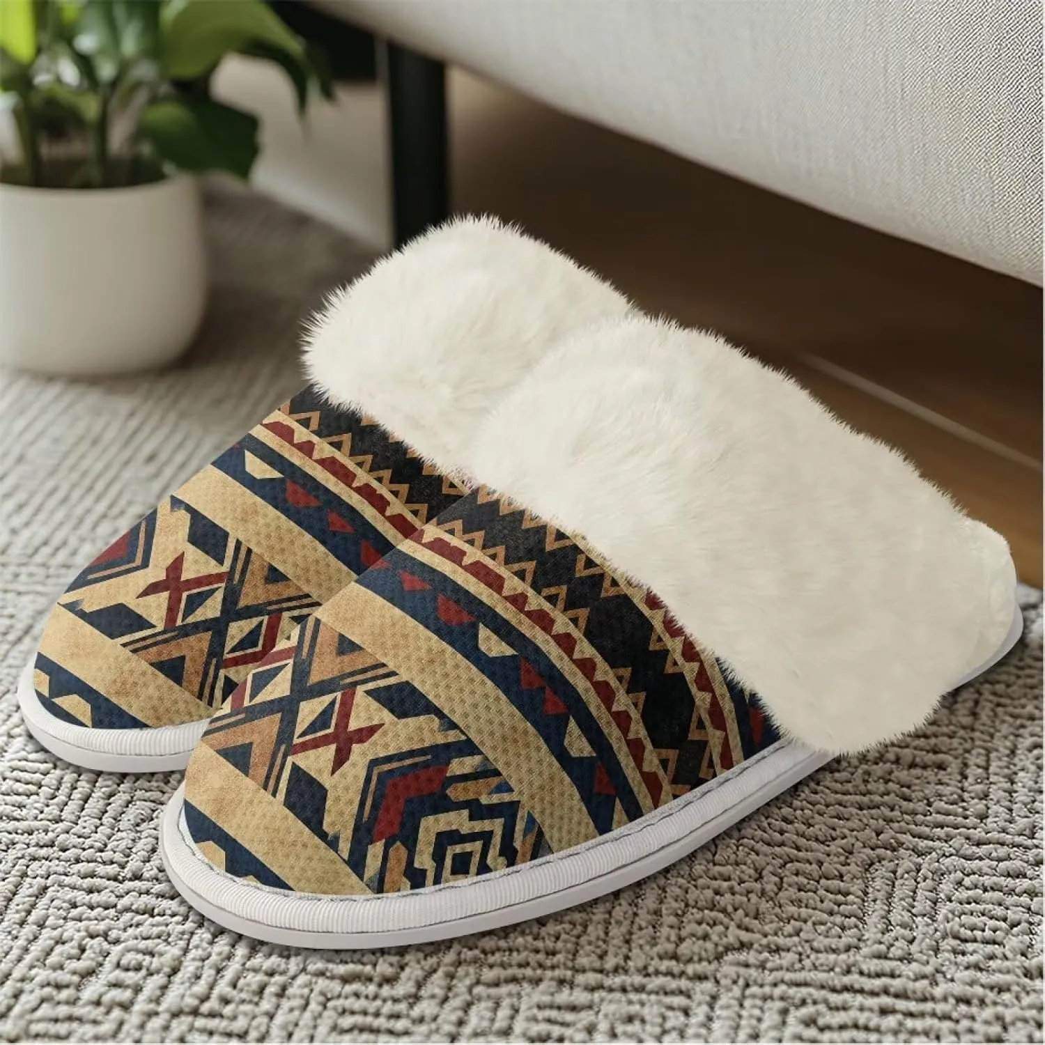 Warm House Slippers for Women Comfy Flannel Lined Winter Slippers with Memory Foam Soles Indoor Outdoor Shoes