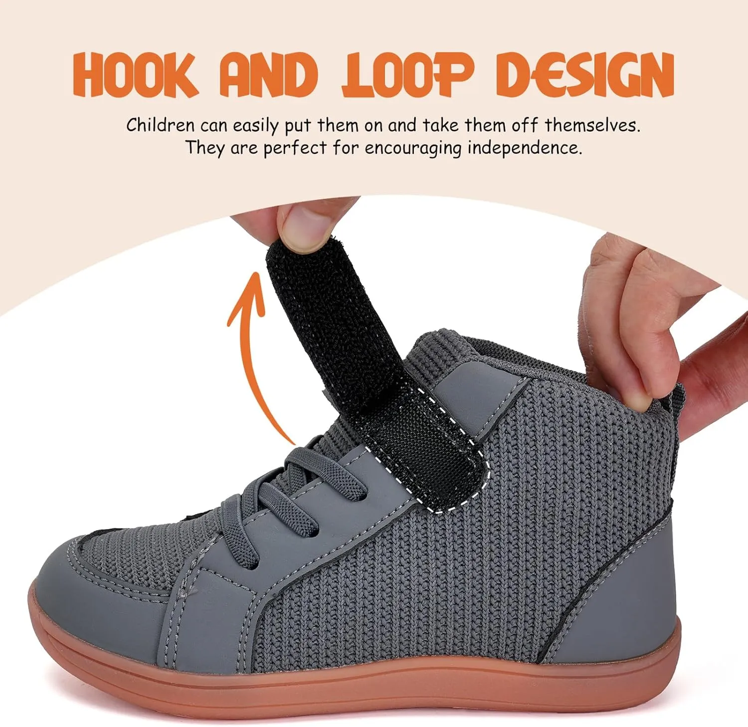 WateLves Toddler Little Kids Wide Barefoot Shoes Boys Girls Winter High Top Minimalist Sneakers Boots Walking Shoes for Indoor Outdoor | Naturally Splay | Flexible Fit