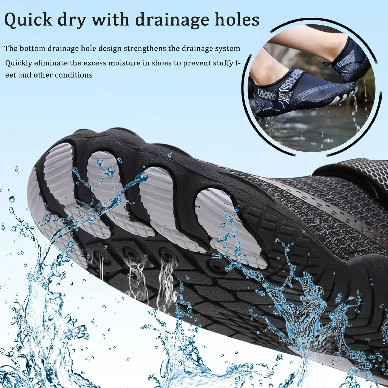 Water Shoes Aqua Sports Shoe Women Men Barefoot Water Shoes Unisex Quick Drying Trail Running Shoes Gym Fitness Trainers for Beach Yoga Swim Surfing Diving Boating Pool