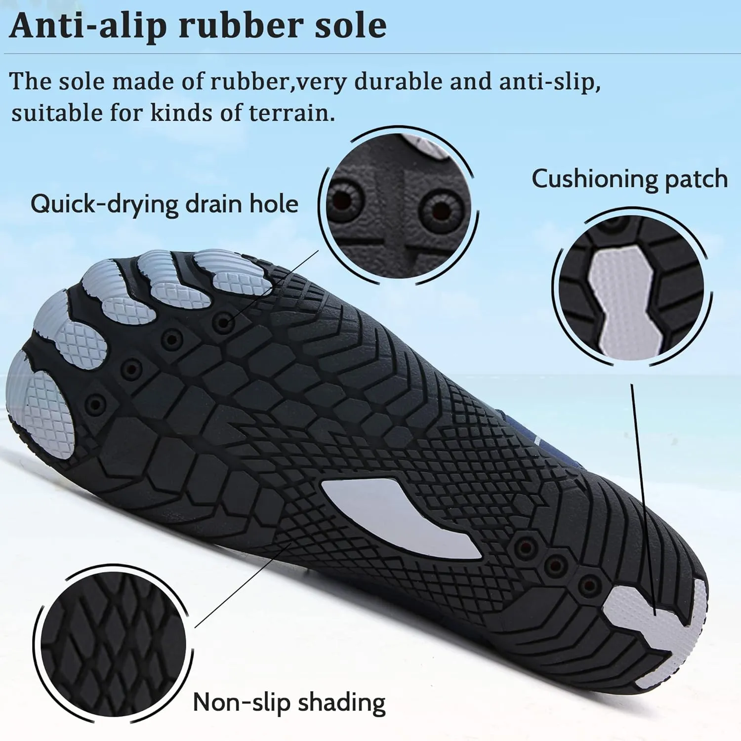 Water Shoes Aqua Sports Shoe Women Men Barefoot Water Shoes Unisex Quick Drying Trail Running Shoes Gym Fitness Trainers for Beach Yoga Swim Surfing Diving Boating Pool