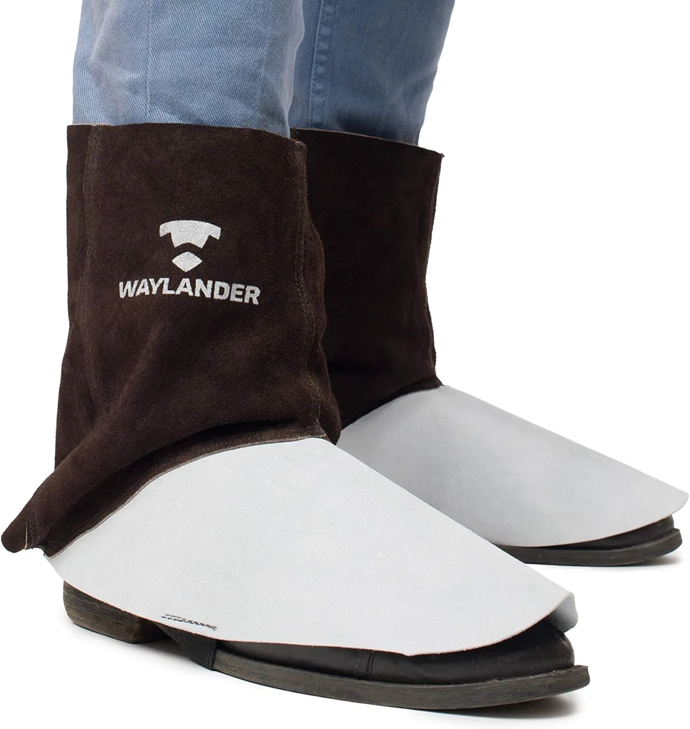 Waylander Leather Welding Spats - Cowhide Leather Shoe Boot Protectors Covers - Kevlar Stitched Low Top Gaiters with Elastic Band - SC0206