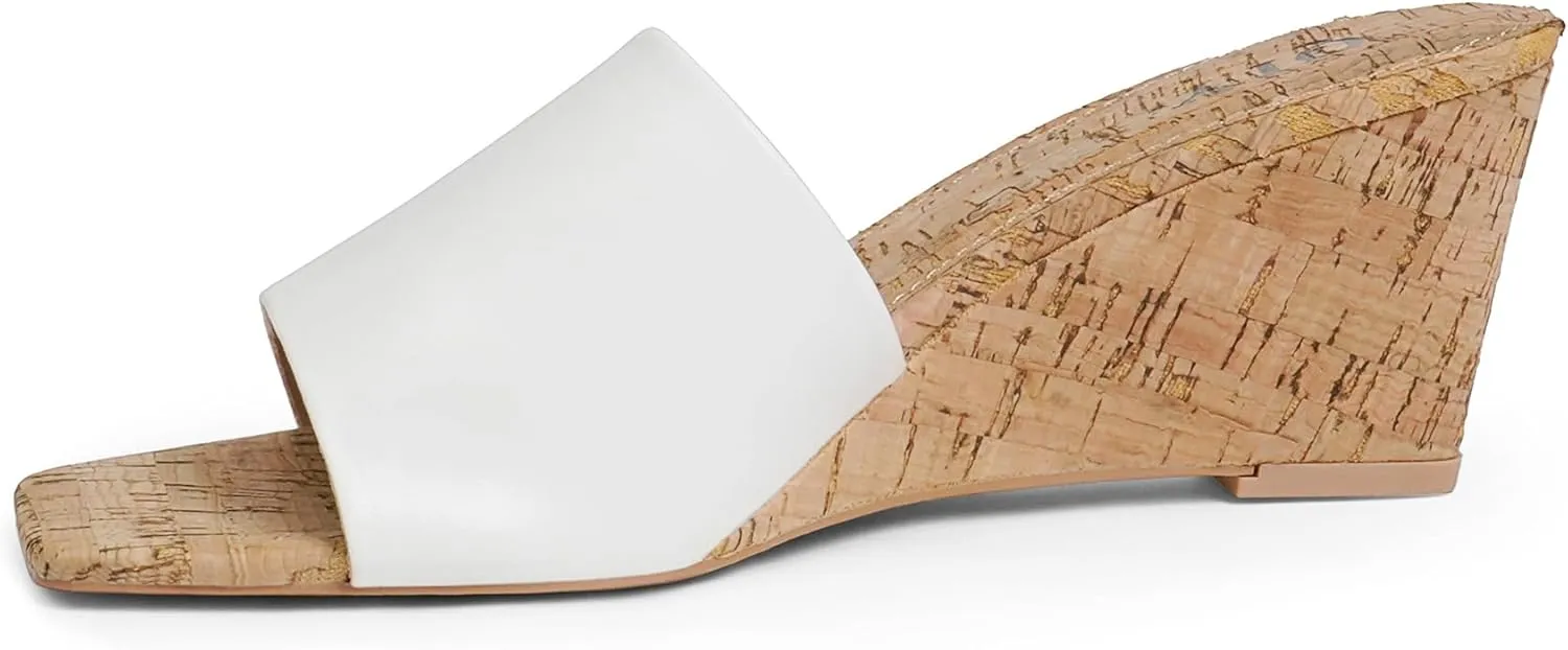 Wedge Sandals for Women Open Toe Wedge Heels for Women Square Toe Wedge Mules