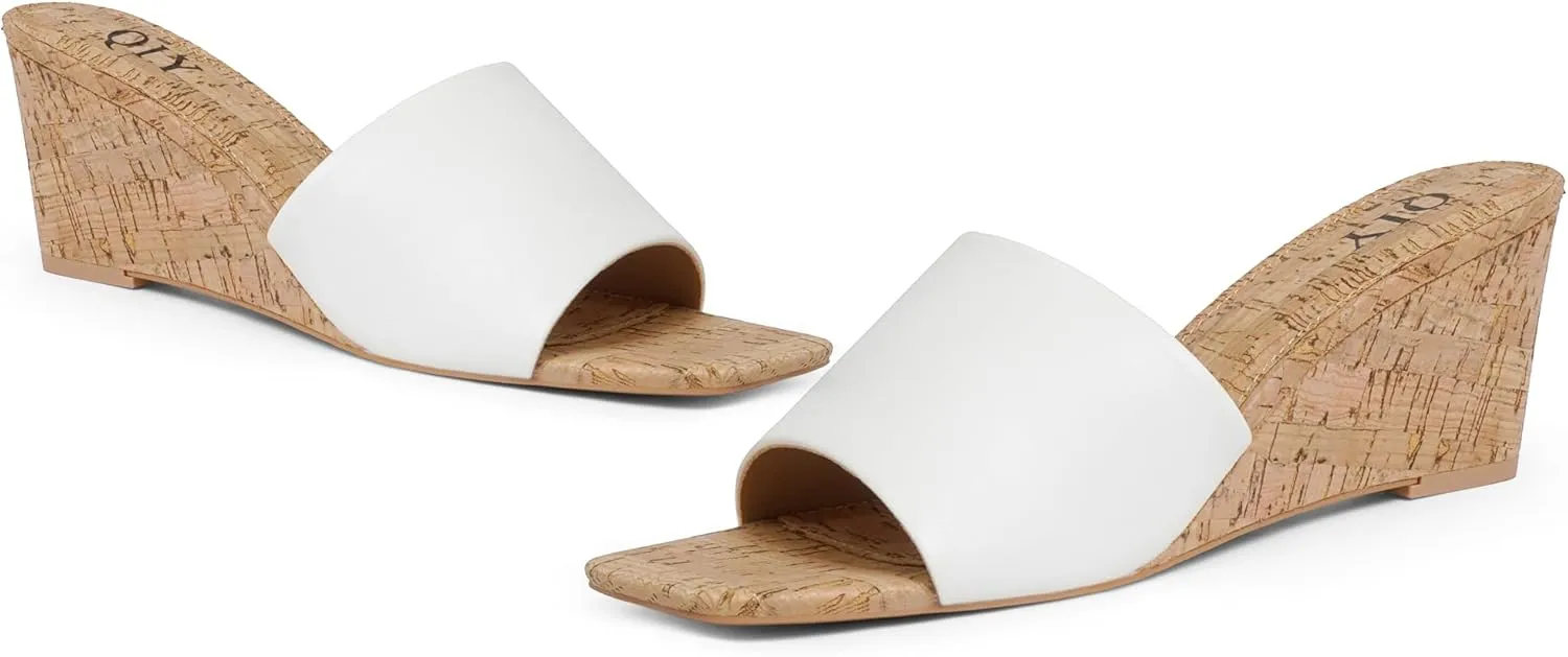 Wedge Sandals for Women Open Toe Wedge Heels for Women Square Toe Wedge Mules