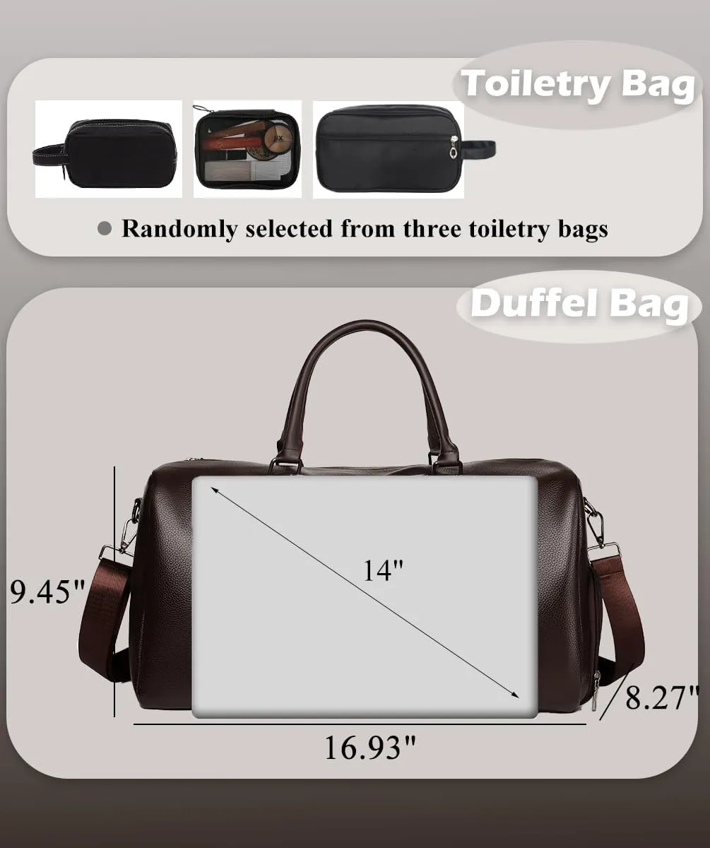 Weekender Travel Bag, Small Duffel Bag with Shoulder Strap for Airplane, Weekend Business Overnight Bag with Wet Pocket, Carry on Bag for Men Women, Brown