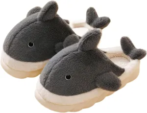 Whale Shark Slippers for Women Men, Cute Thick Sole Cartoon Animal Slippers, Soft Plush Fuzzy Kawaii House Slippers Shark Slides for Indoor Outdoor