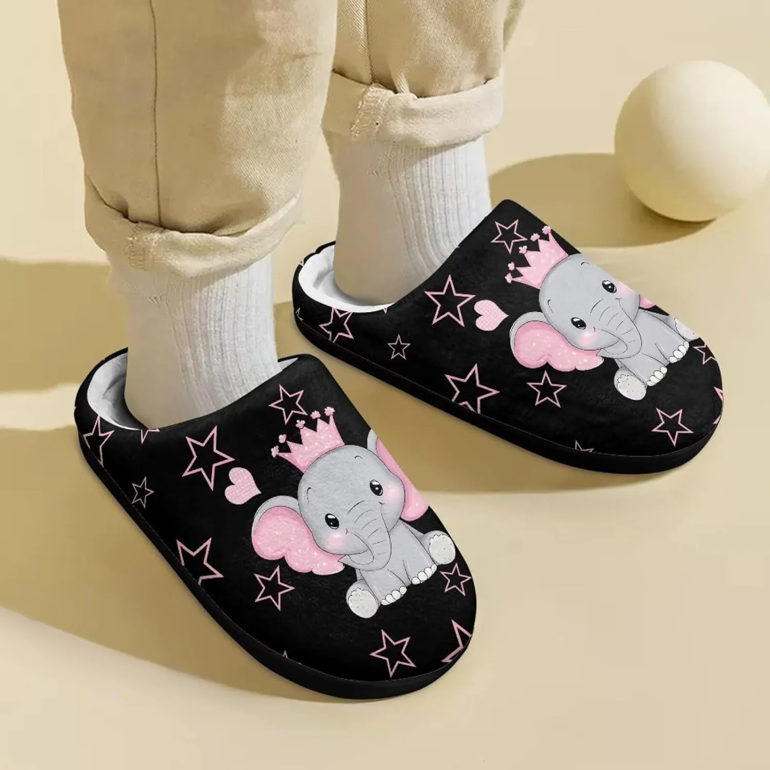 Winter Fuzzy Slippers for Kids, Soft Comfy House Slippers for Bedroom, Closed Toe Anti-Skid Scuff Slippers