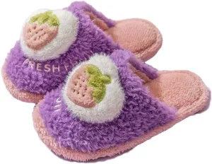 Winter Kawaii Warm Cozy Soft Fleece Fluffy Fuzzy Plush Fruit House Slipper