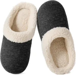 Wishcotton Women's Lamb-rub Sherpa House Slippers Memory Foam Indoor Outdoor