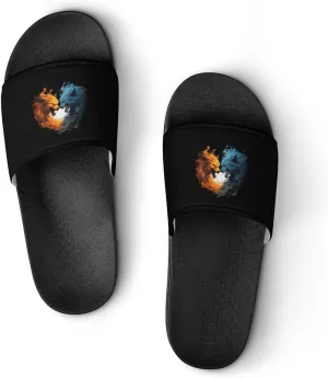 Wolf Face in Ice and Fire PVC Home Slippers Non Slip Shower Shoes Bathroom Slippers Sandals for Women Men