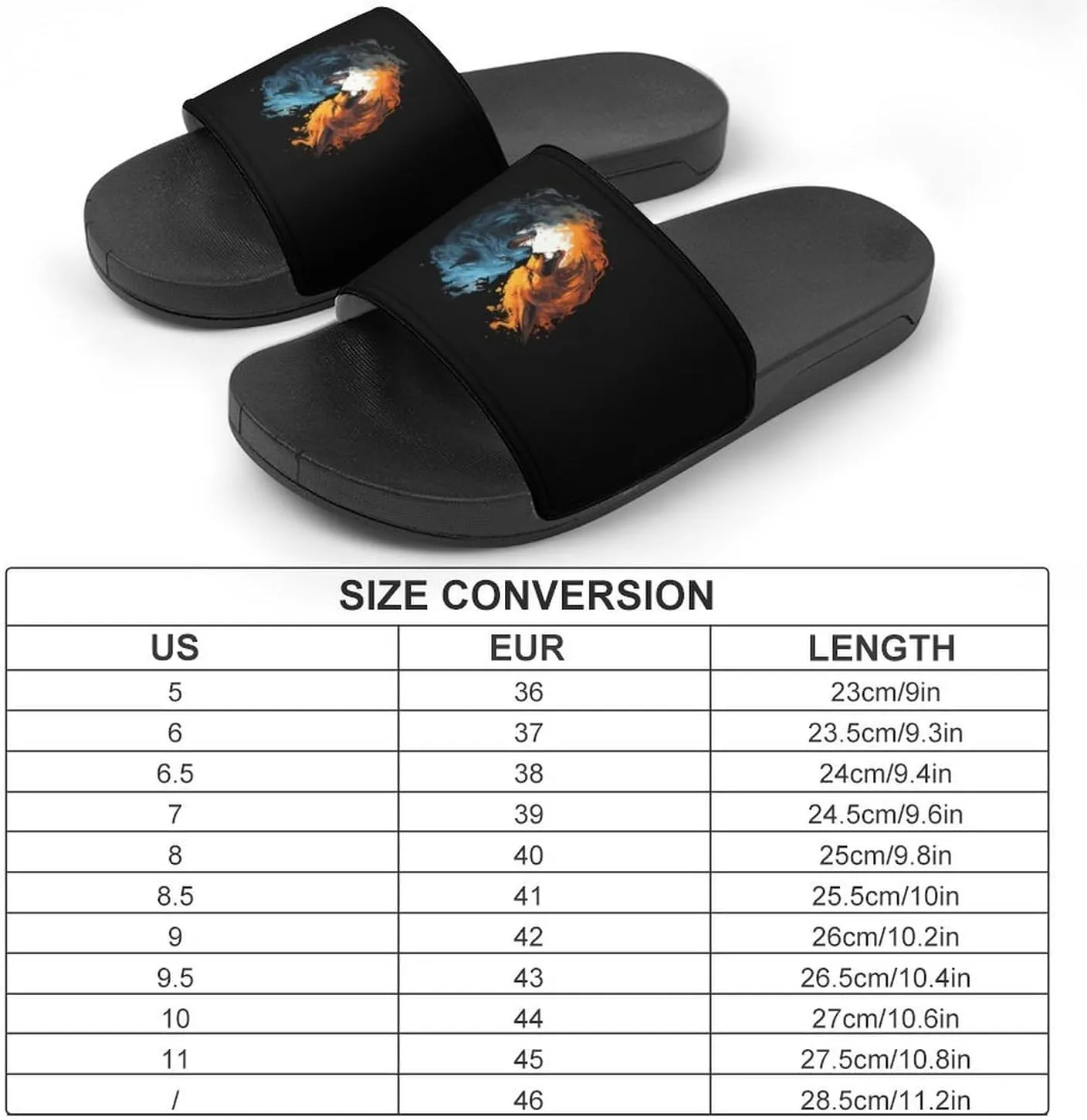 Wolf Face in Ice and Fire PVC Home Slippers Non Slip Shower Shoes Bathroom Slippers Sandals for Women Men