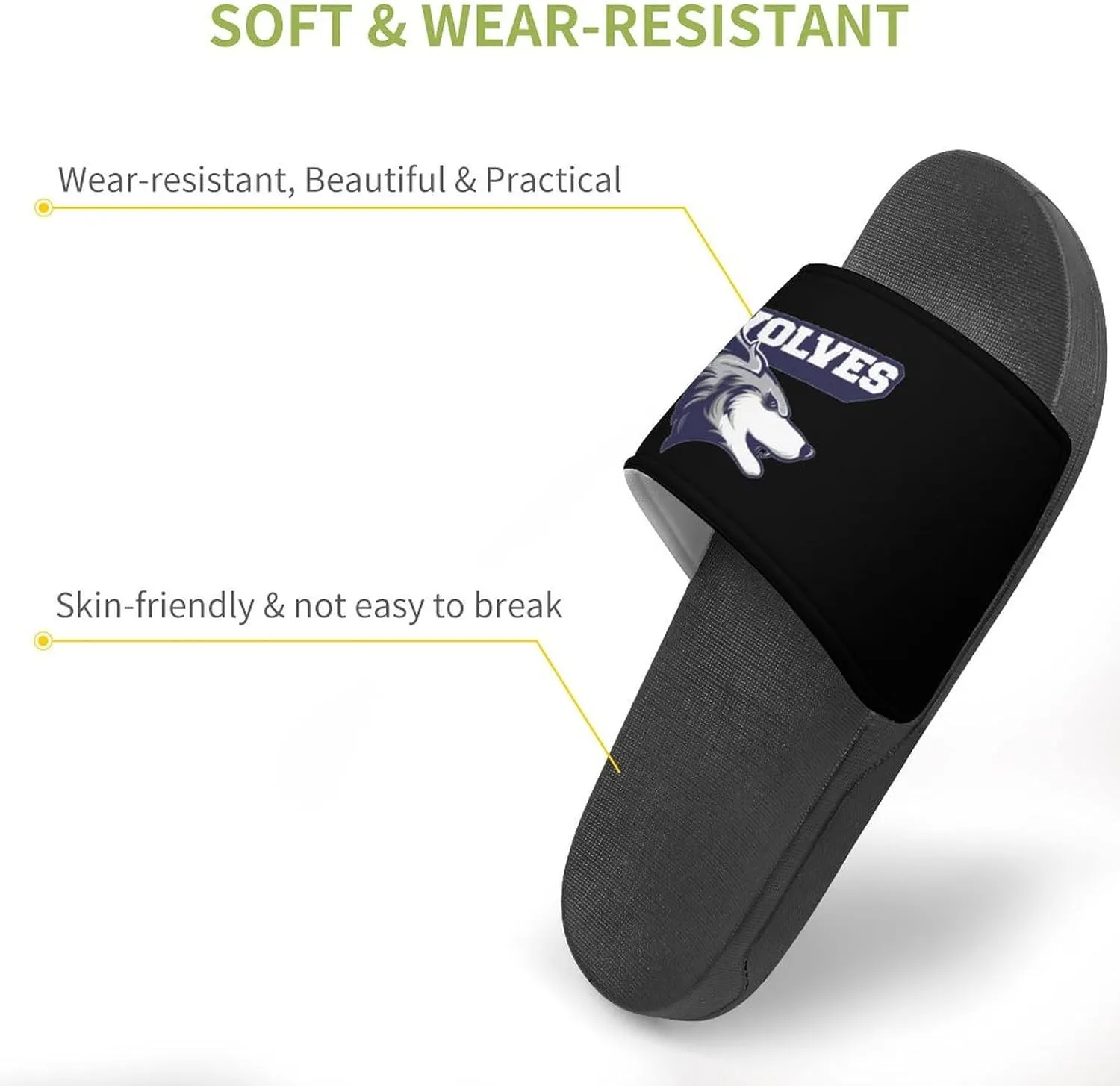 Wolf Head Shower Shoes PVC Home Slippers Non-Slip Quick Drying Bathroom Slipper for Indoor And Outdoor