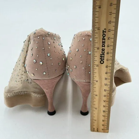 Women Dazzling Full Rhinestones Flexible Mesh Silk Stiletto High Heel Pumps Sock