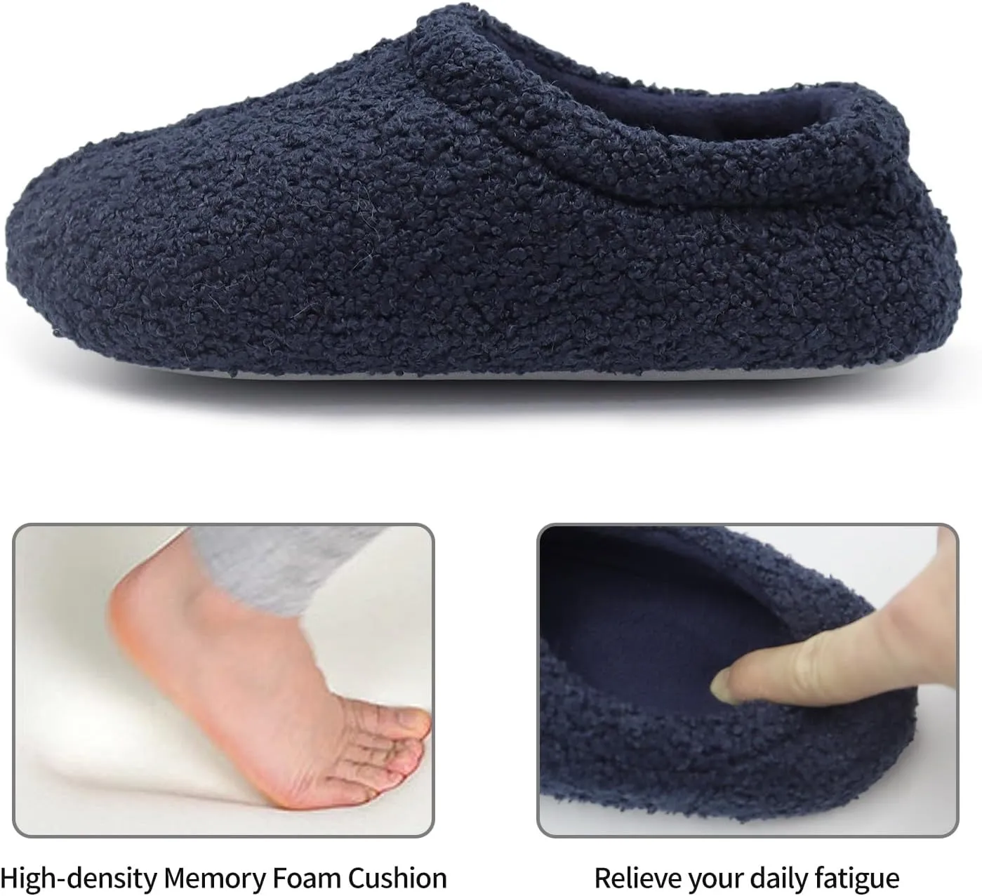 Women Home Fuzzy Slippers - Memory Slip-on Foam House Fur Soft Warm Slippers US5-12 B（M）
