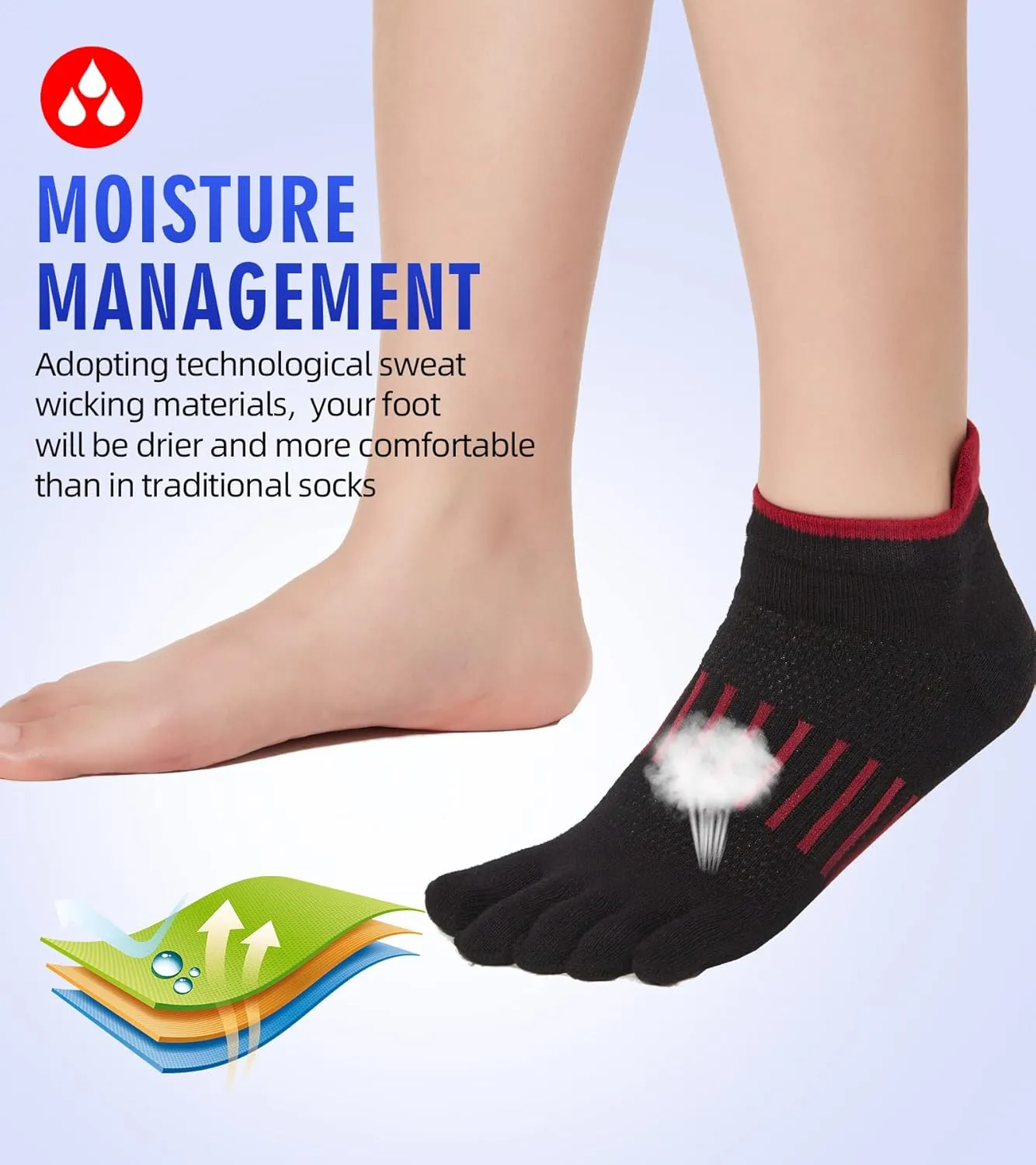 Women Toe Socks 5 Finger Cotton Wicking Athletic 6 Pack 3 Pack