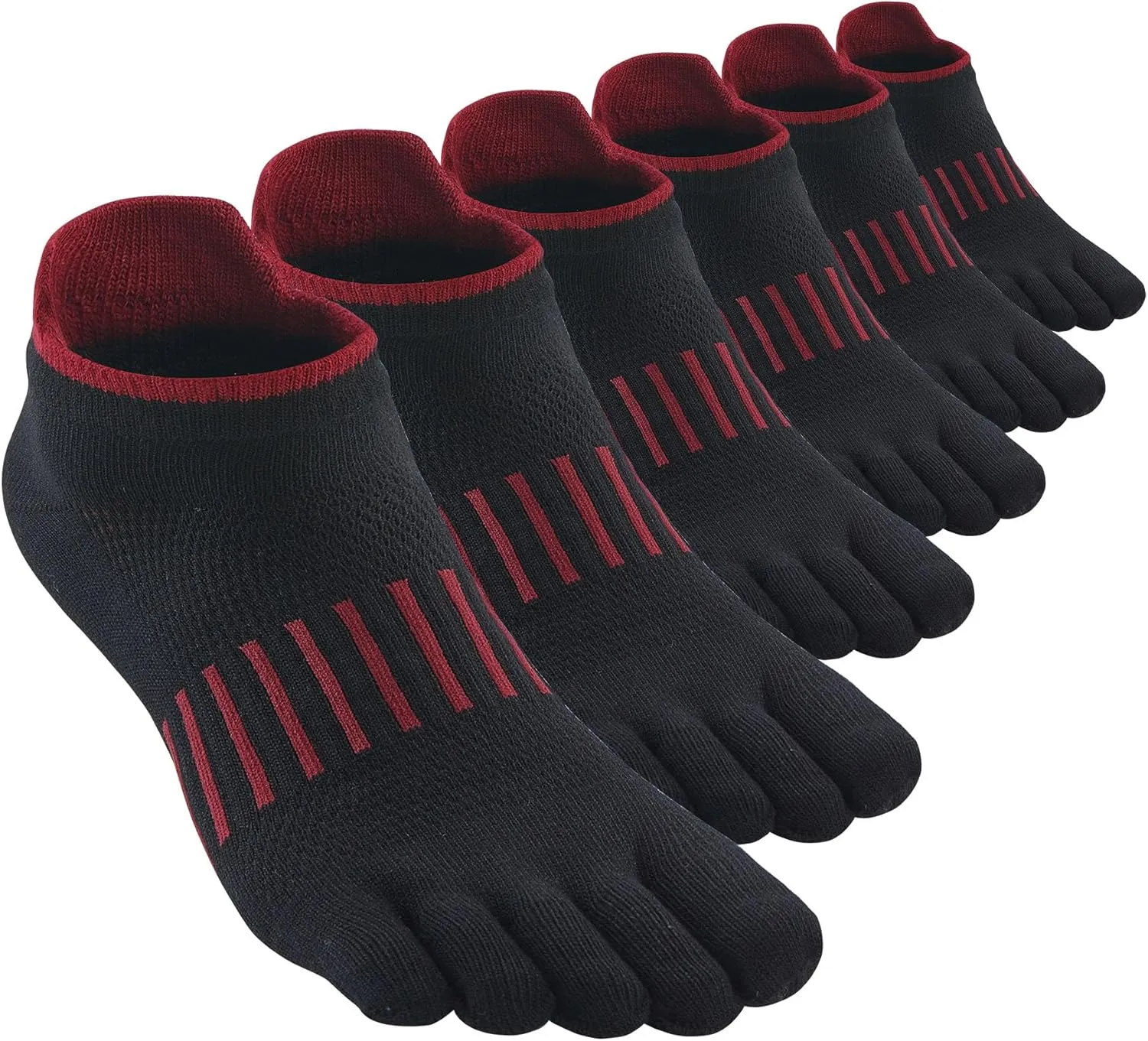 Women Toe Socks 5 Finger Cotton Wicking Athletic 6 Pack 3 Pack