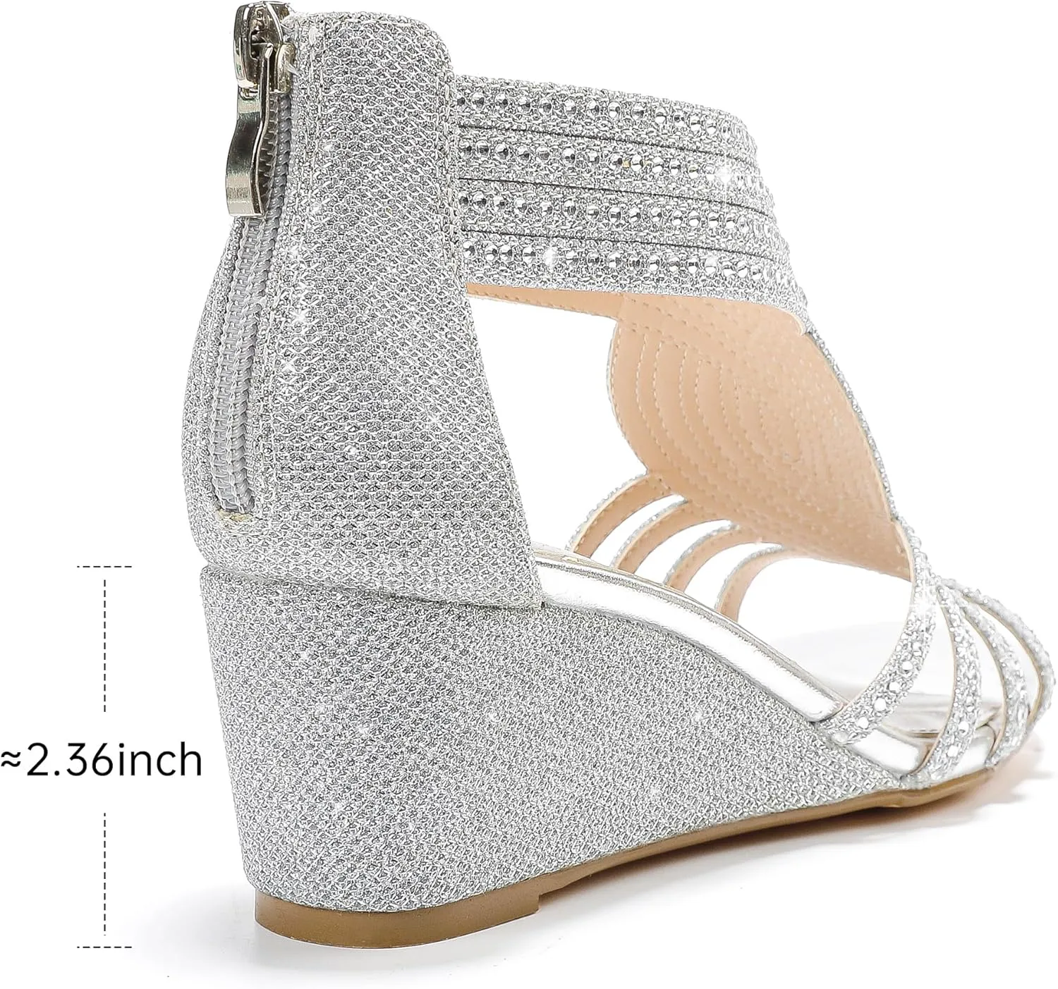 Women Wedge Sandals Sparkly Rhinestone Open Toe Fashion Dressy Sandals Evening Wedding Prom Shoes