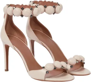 Women's Ankle Strap Stiletto Heeled Sandals Open Round Toe Zipper High Heels Sexy Rivet Button Dress Wedding Party Shoes
