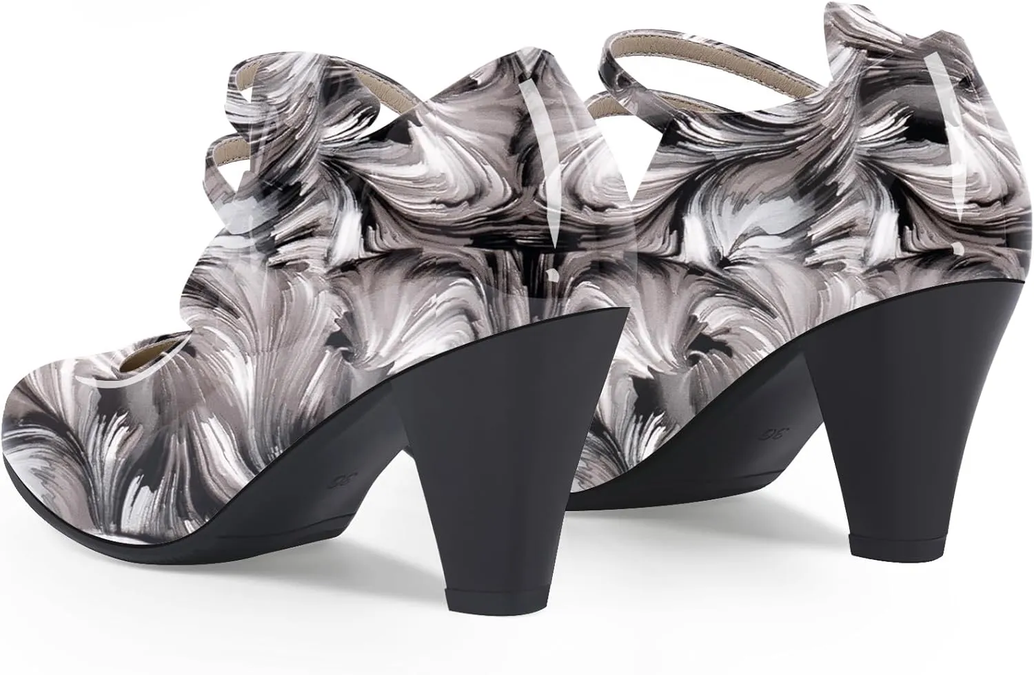 Women's Bowknot Patent Leather Sweet Closed Toe Chunky High Heel Mary Janes Pumps Almond Toe Hook Loop Ankle Strap Vintage Shoes