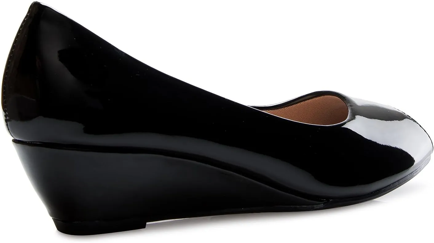 Womens Classic Open Toe Kitten Heel Wedges | Dress, Work, Party Low Heeled