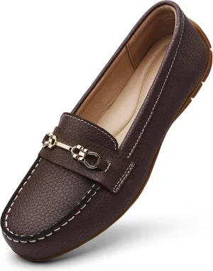 Women's Comfortable & Lightweight Leather Loafers Slip-Ons Driving Mocs Walking Shoes Cute Business Casual Dress Shoes Work Flats for Women