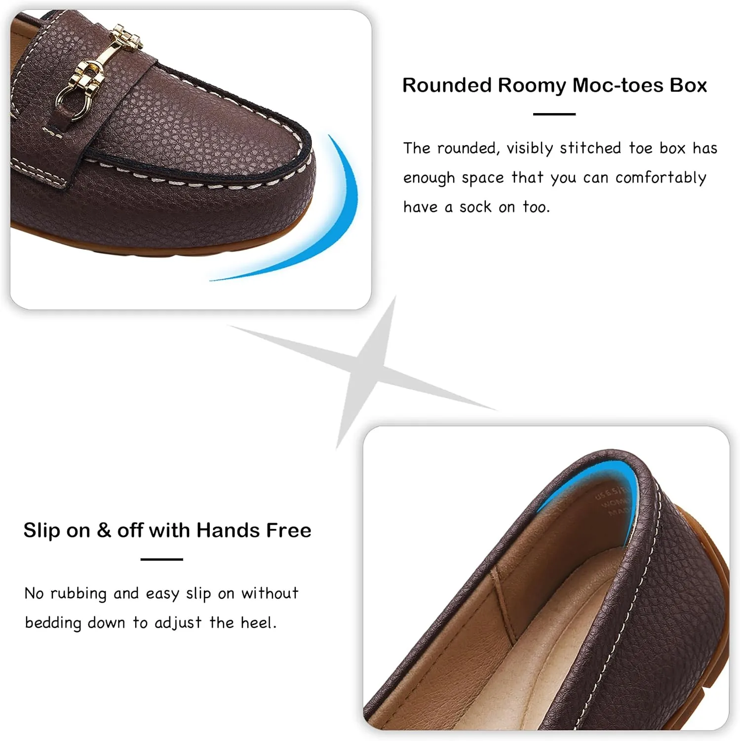 Women's Comfortable & Lightweight Leather Loafers Slip-Ons Driving Mocs Walking Shoes Cute Business Casual Dress Shoes Work Flats for Women