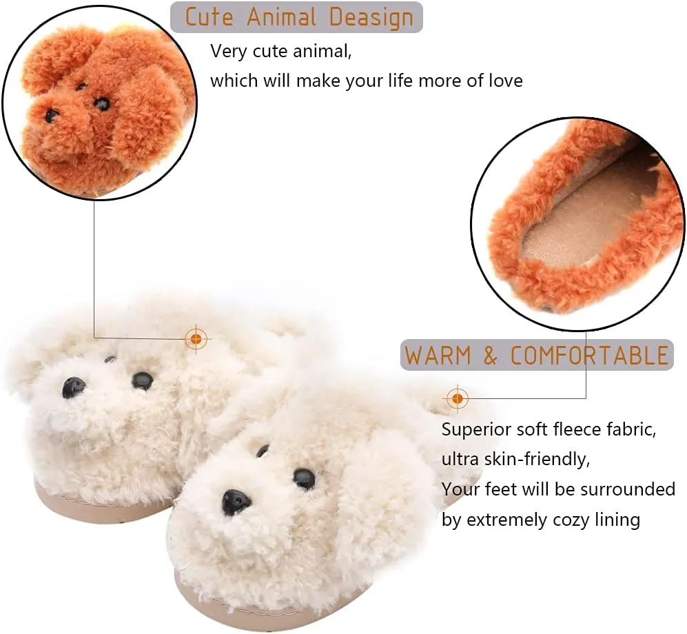Women's Cute Teddy Animal Slippers House Slippers Warm Memory Foam Cotton Cozy Soft Fleece Plush Home Slippers Indoor Outdoor
