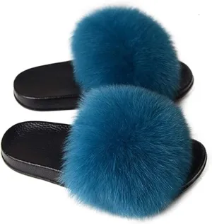 Women's Faux Fur Slippers Open Toe Fuzzy Slippers Cute Furry Slides