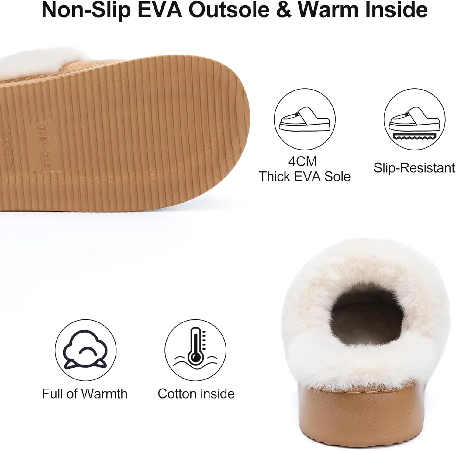 Womens Fuzzy Memory Foam Slippers for Women Winter House Slippers Warm Comfy Shoes Indoor Outdoor Suede Platform with Anti-Skid Sole Gift for Women Mom Ladies