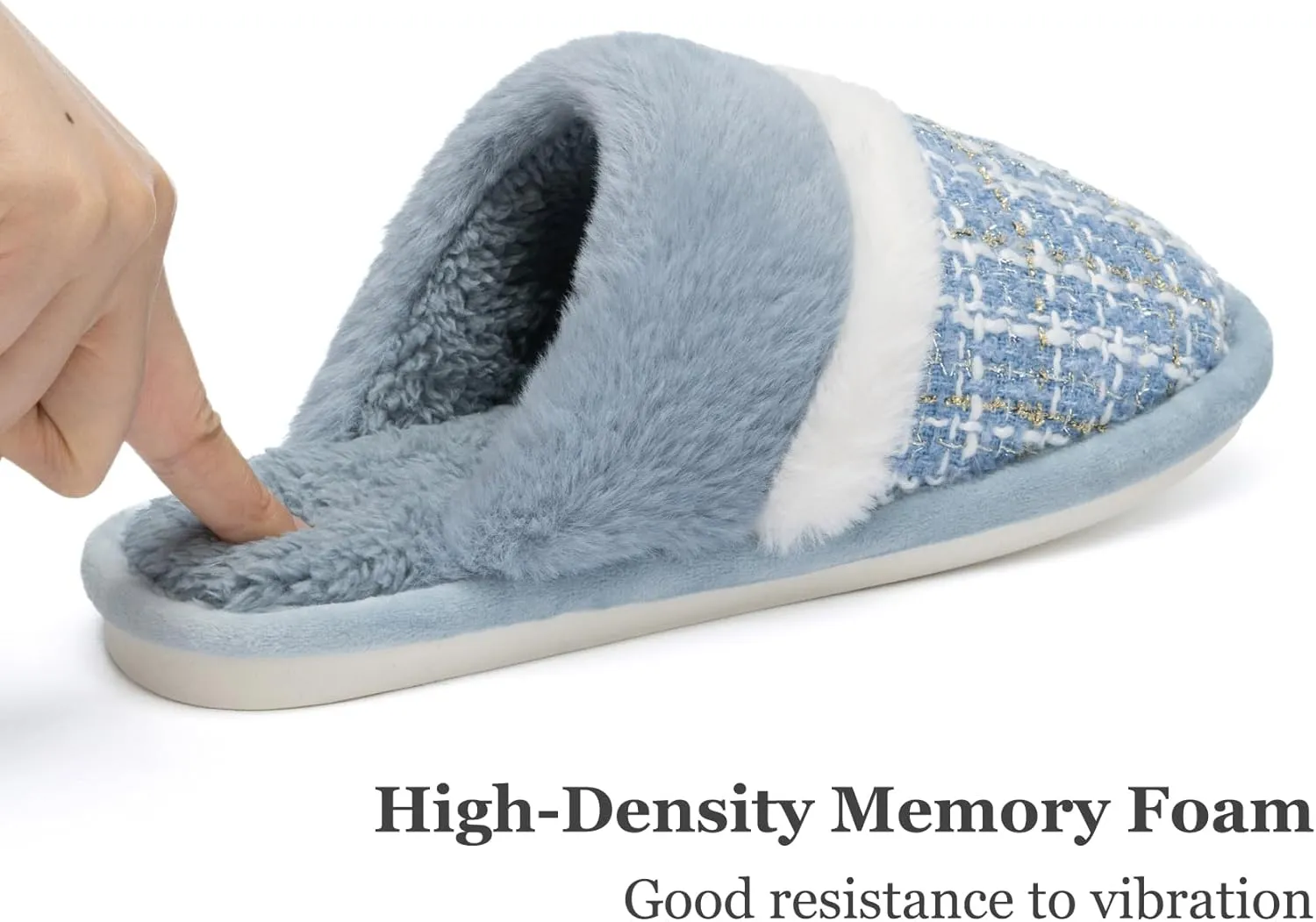 Women's Fuzzy Memory Foam Slippers Warm Gifts Trendy House Slippers Anti-Skid Rubber House Shoes for Women Mom Girlfriend Indoor Outdoor