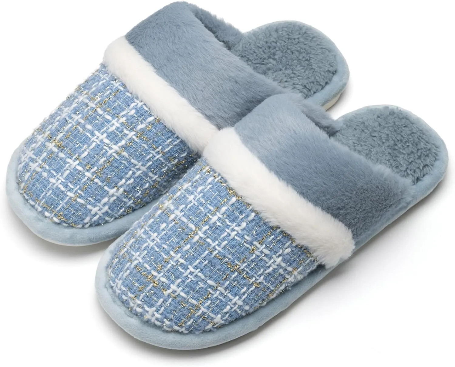 Women's Fuzzy Memory Foam Slippers Warm Gifts Trendy House Slippers Anti-Skid Rubber House Shoes for Women Mom Girlfriend Indoor Outdoor