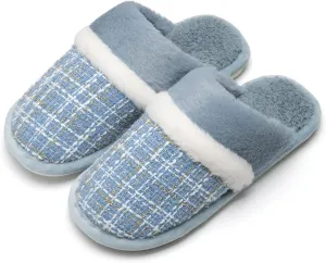 Women's Fuzzy Memory Foam Slippers Warm Gifts Trendy House Slippers Anti-Skid Rubber House Shoes for Women Mom Girlfriend Indoor Outdoor
