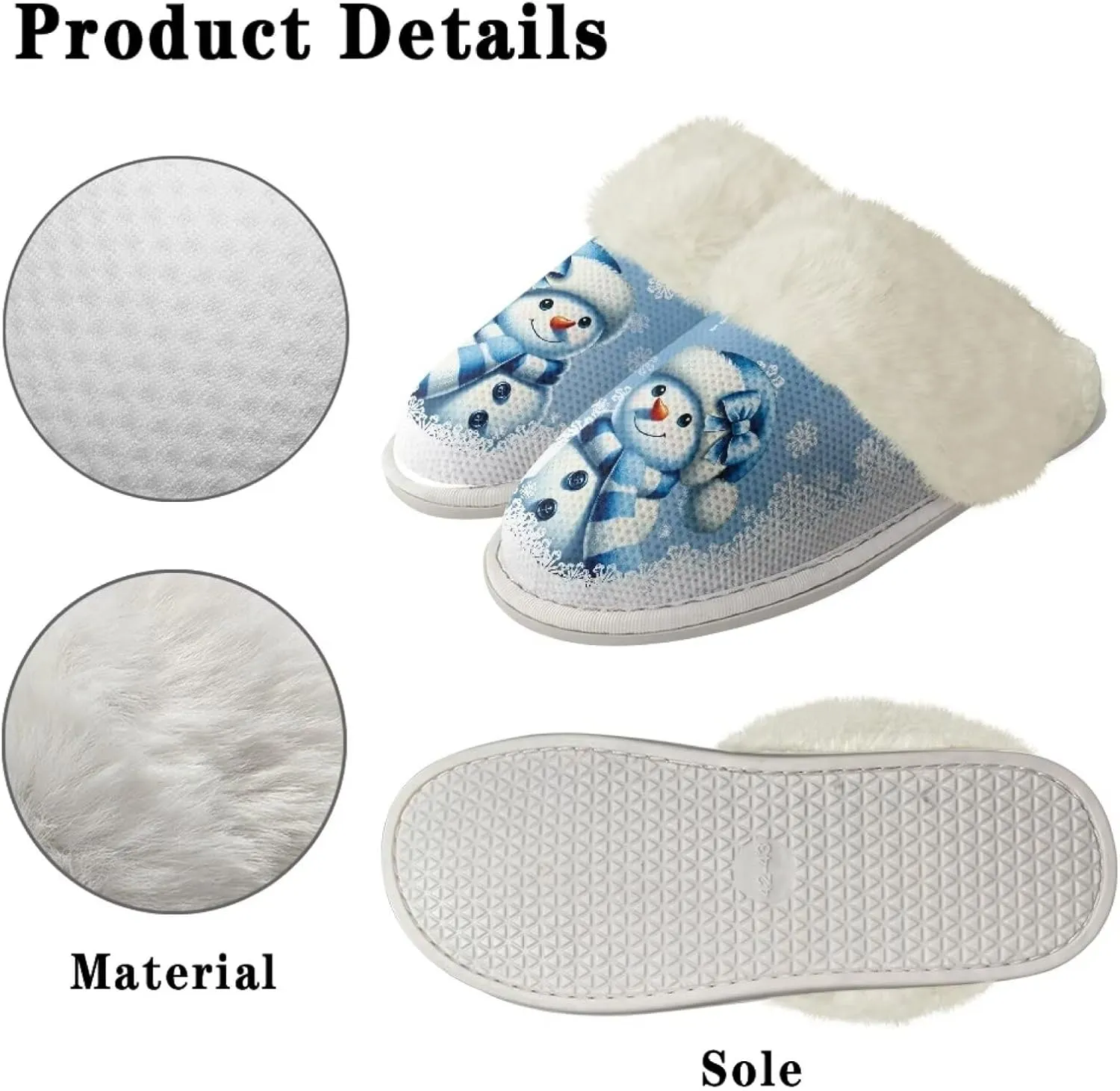 Women's Fuzzy Slippers Cozy Soft Indoor House Shoes with Anti-Skid Sole, Memory Foam Slippers Mens Slip On Shoes