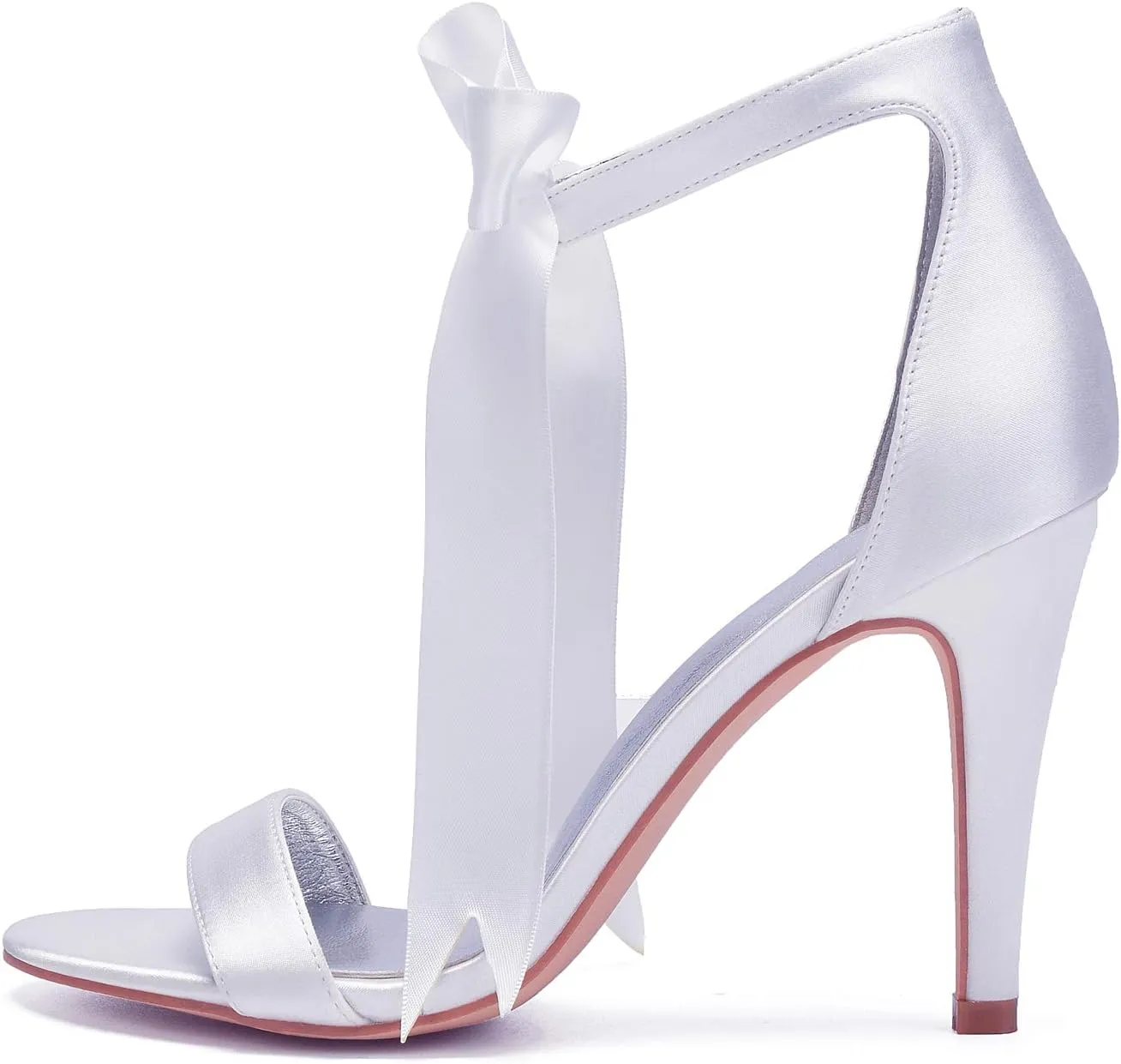 Women's High Heeled Shoes for Women 2025 Ribbon Tie Stiletto Sandals Heels Satin Open Toe Wedding Bridal Pumps for Party Prom