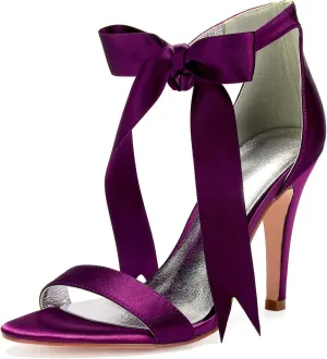 Women's High Heeled Shoes for Women 2025 Ribbon Tie Stiletto Sandals Heels Satin Open Toe Wedding Bridal Pumps for Party Prom