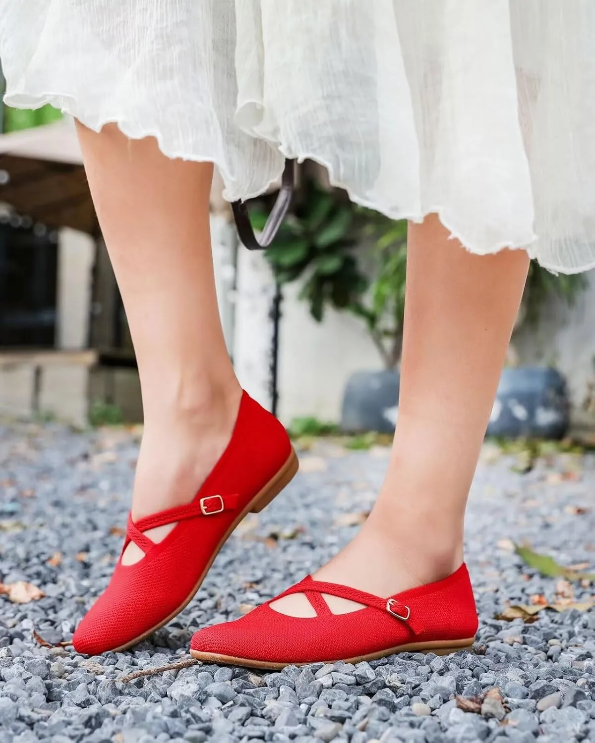 Women's Mary Jane Flats Shoes Ballet Flats with Buckle Strap Soft Work Dress Ballerina Walking Shoes