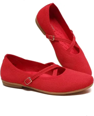 Women's Mary Jane Flats Shoes Ballet Flats with Buckle Strap Soft Work Dress Ballerina Walking Shoes
