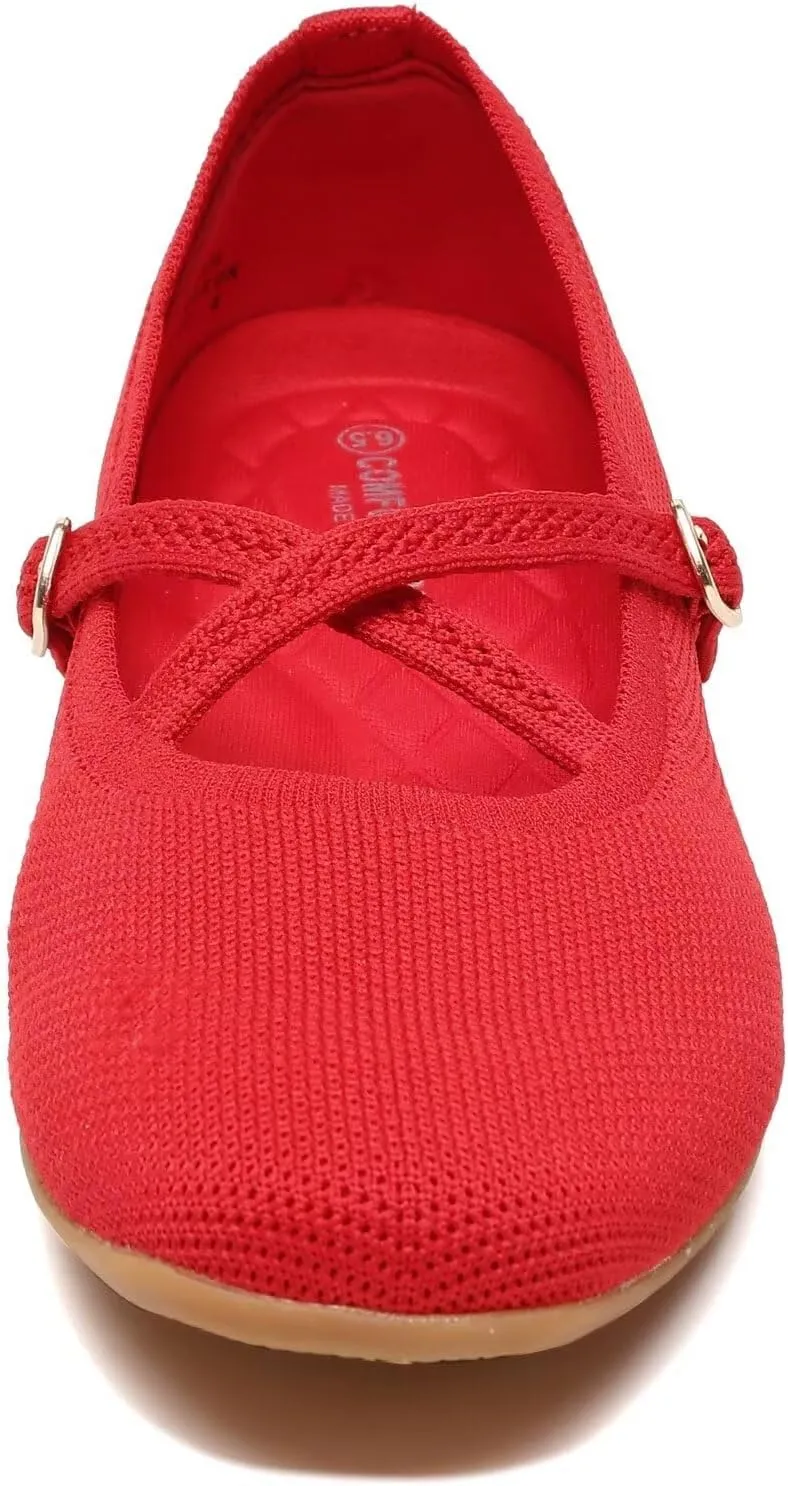 Women's Mary Jane Flats Shoes Ballet Flats with Buckle Strap Soft Work Dress Ballerina Walking Shoes