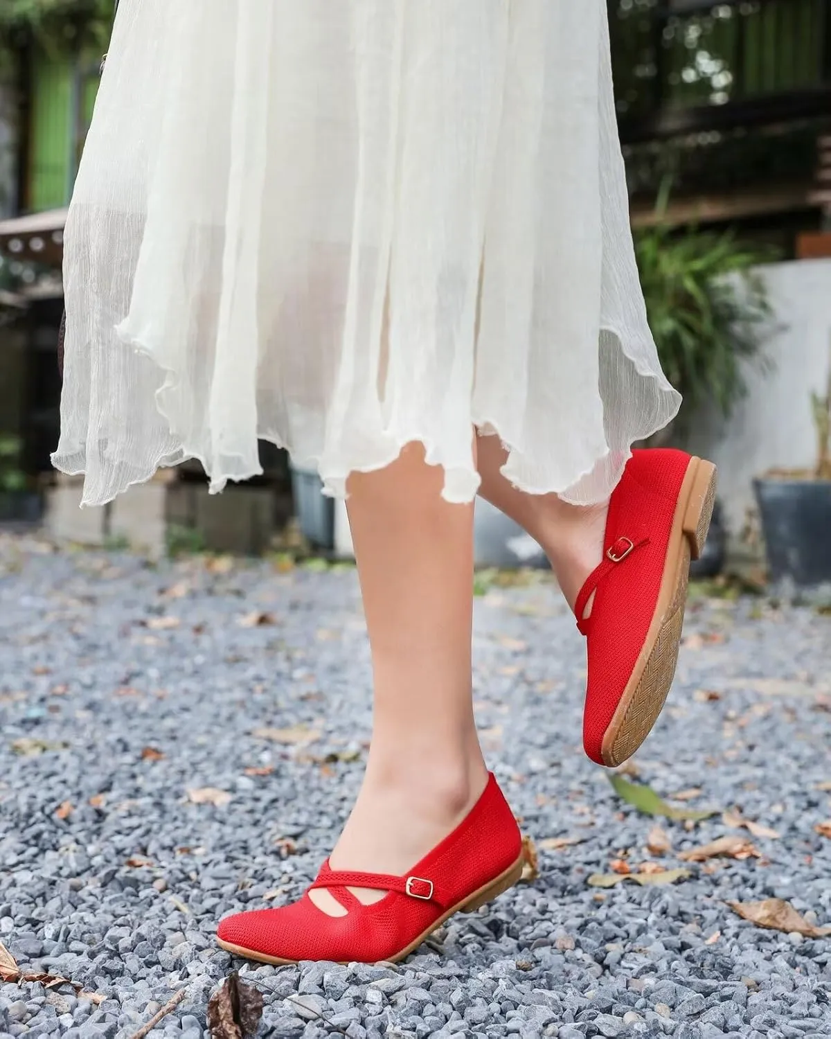 Women's Mary Jane Flats Shoes Ballet Flats with Buckle Strap Soft Work Dress Ballerina Walking Shoes