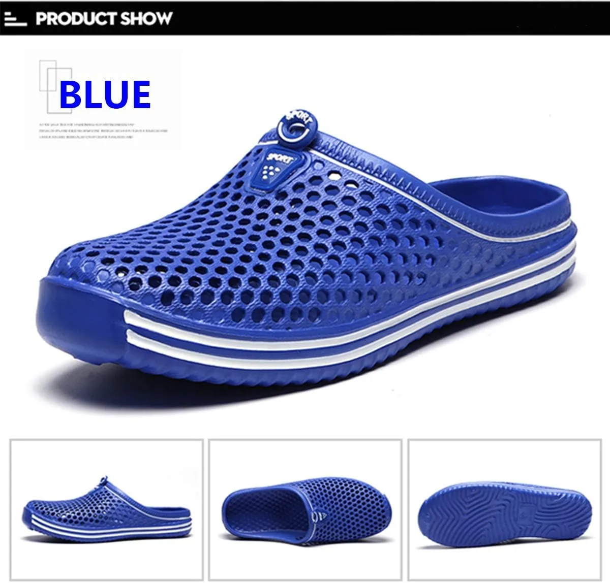 Womens Mens Bathroom Garden Non-slip Hole Breathable Lightweight Sandals Unisex Beach Quick Drying Sandals Couple Indoor/Outdoor Slippers