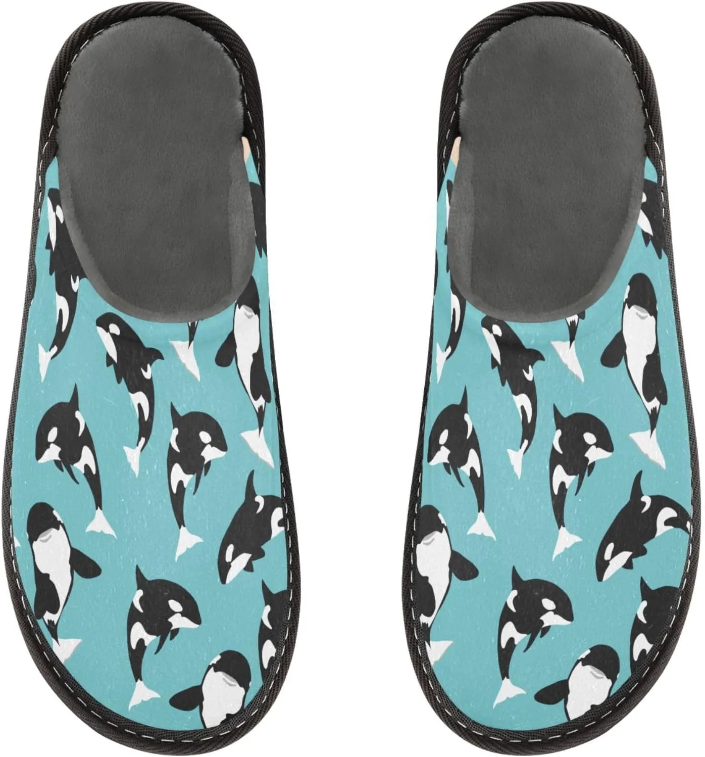 Women's Mens Cosy Slippers, Killer Whale Casual Unisex Slip-On Breathable Memory Foam Scuff Lazy Daily House Shoes for Indoor/Outdoor Size 4-11