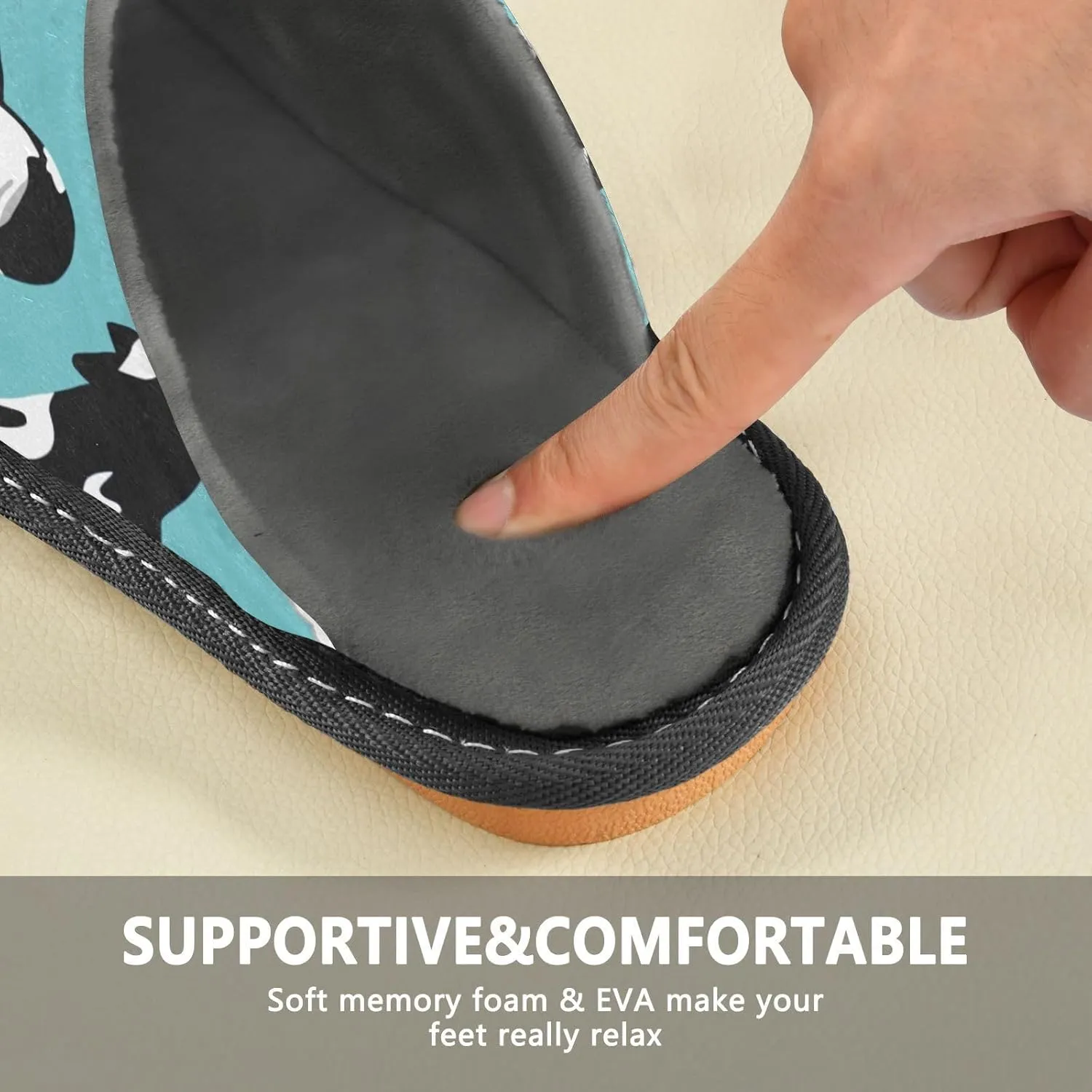 Women's Mens Cosy Slippers, Killer Whale Casual Unisex Slip-On Breathable Memory Foam Scuff Lazy Daily House Shoes for Indoor/Outdoor Size 4-11
